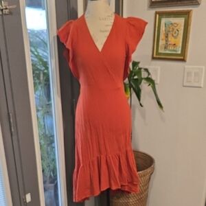DREW Midi Dress with Ruffle Sleeves